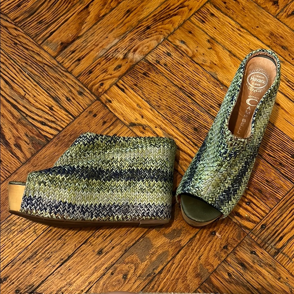 Jeffrey Campbell Green Woven Women's Wedge Shoes